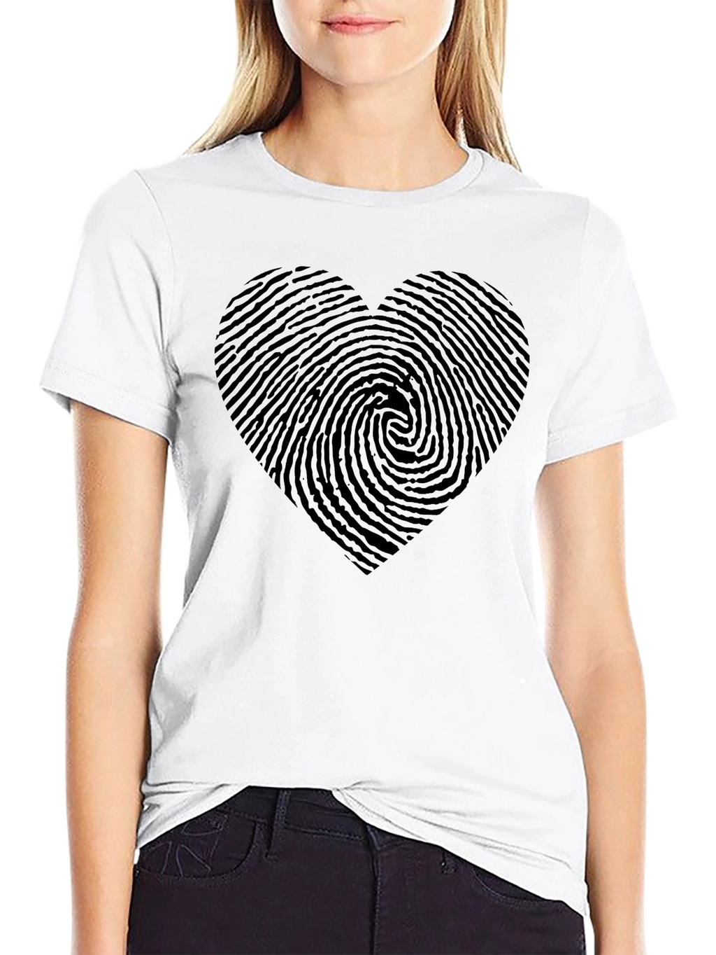 Fingerprint Heart Black T-Shirt