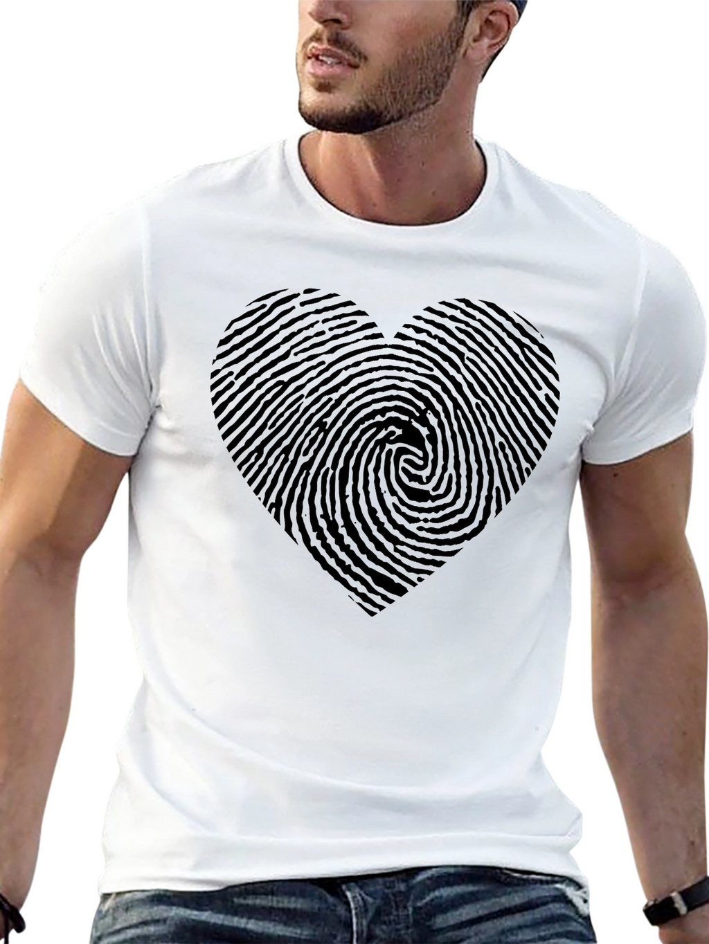 Fingerprint Heart Black T-Shirt