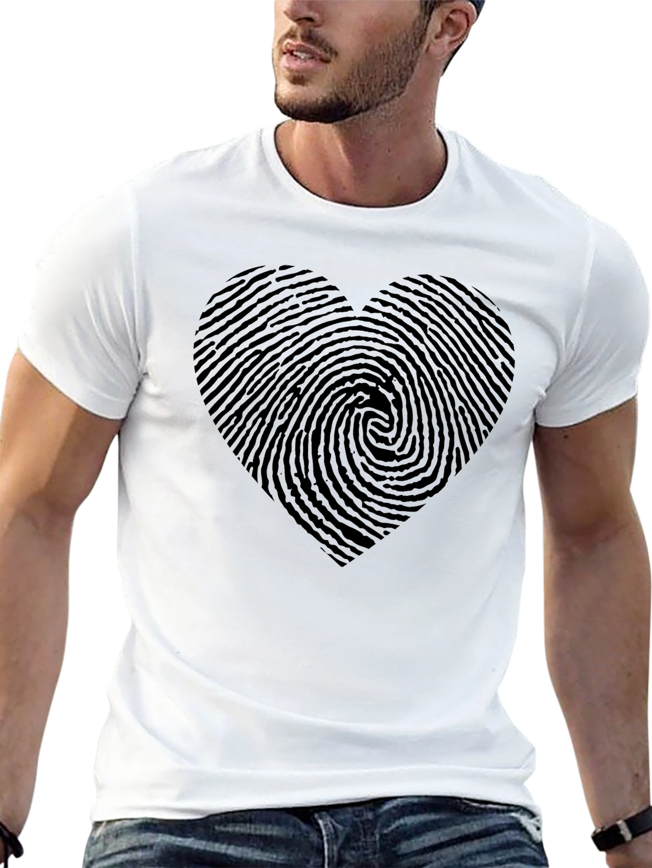 Fingerprint Heart Black T-Shirt