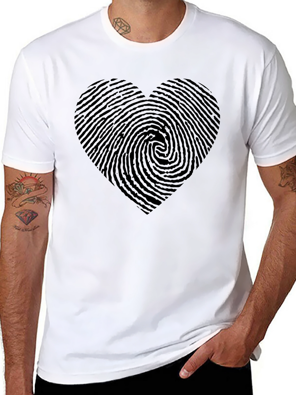 Fingerprint Heart Black T-Shirt
