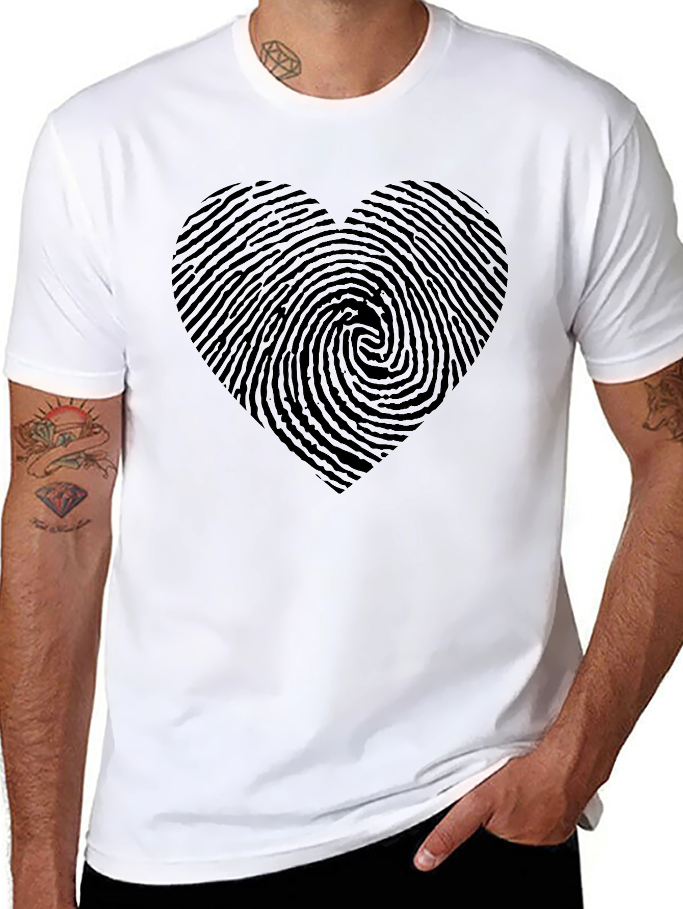 Fingerprint Heart Black T-Shirt