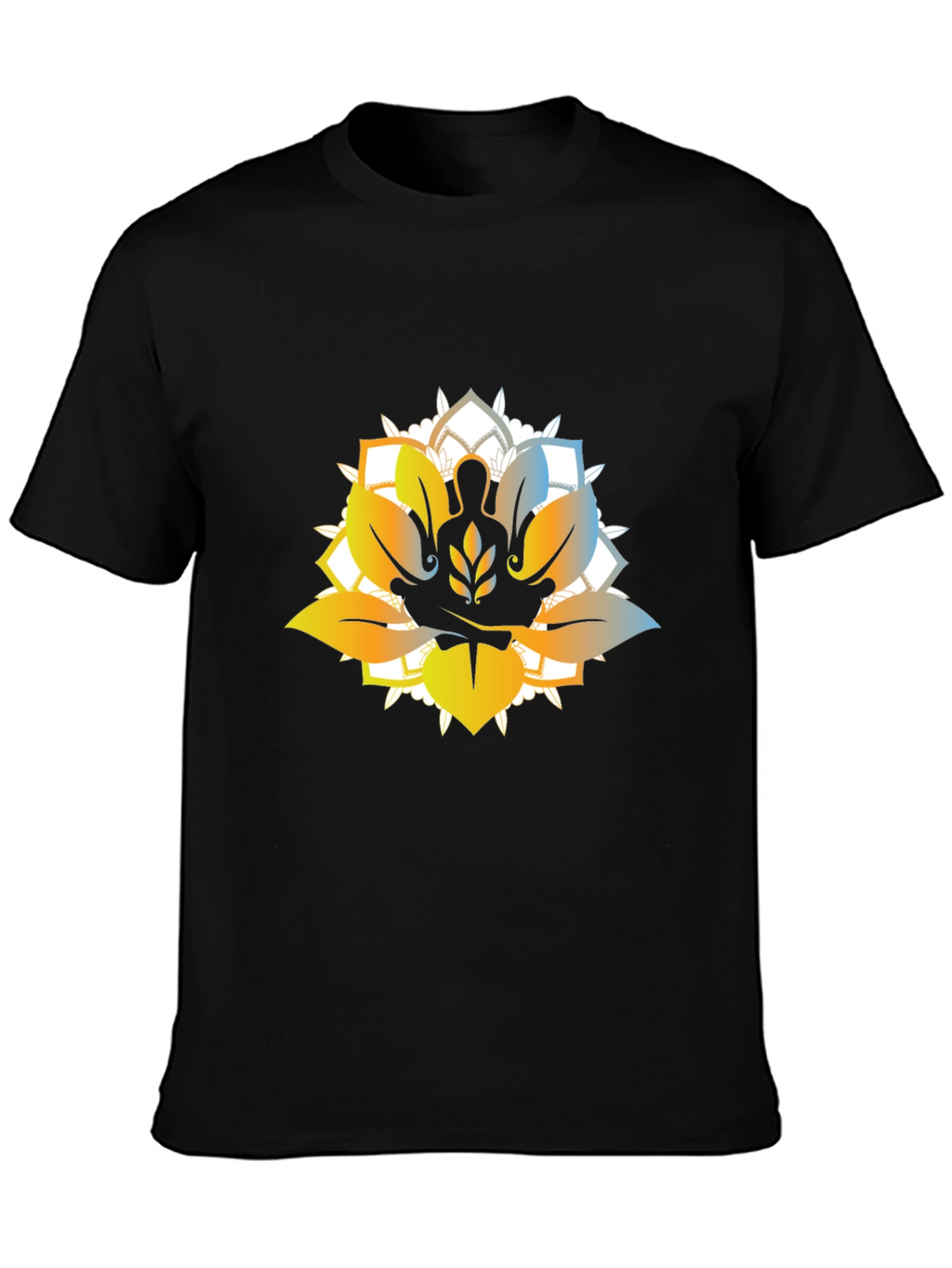 Lotus Meditation Graphic T-Shirt - Black