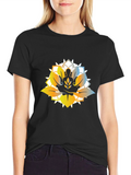 Lotus Meditation Graphic T-Shirt - Black