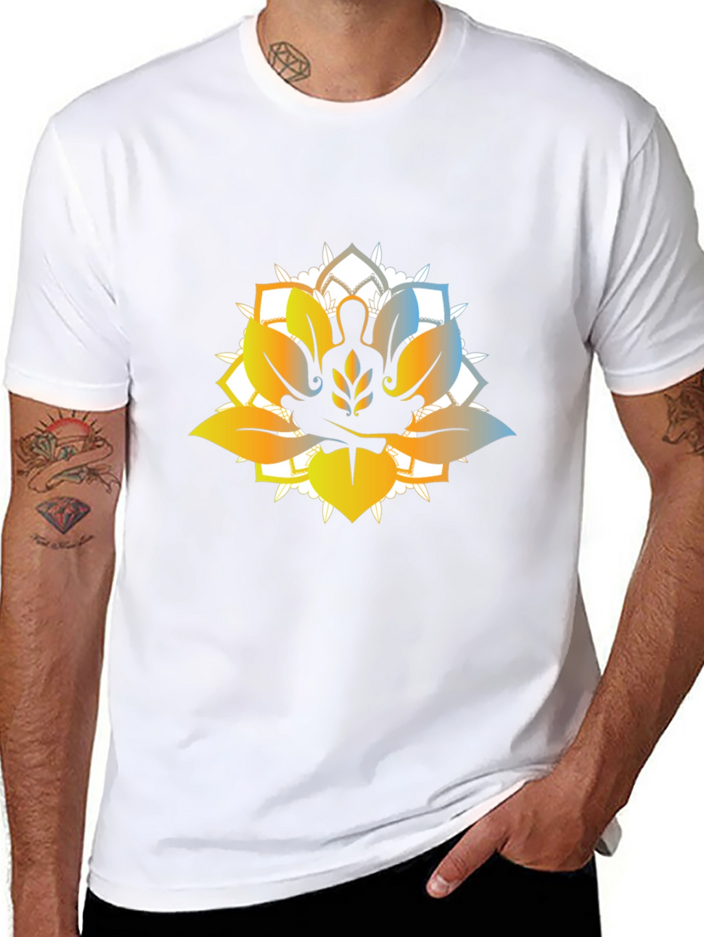 Lotus Meditation Graphic T-Shirt - Black