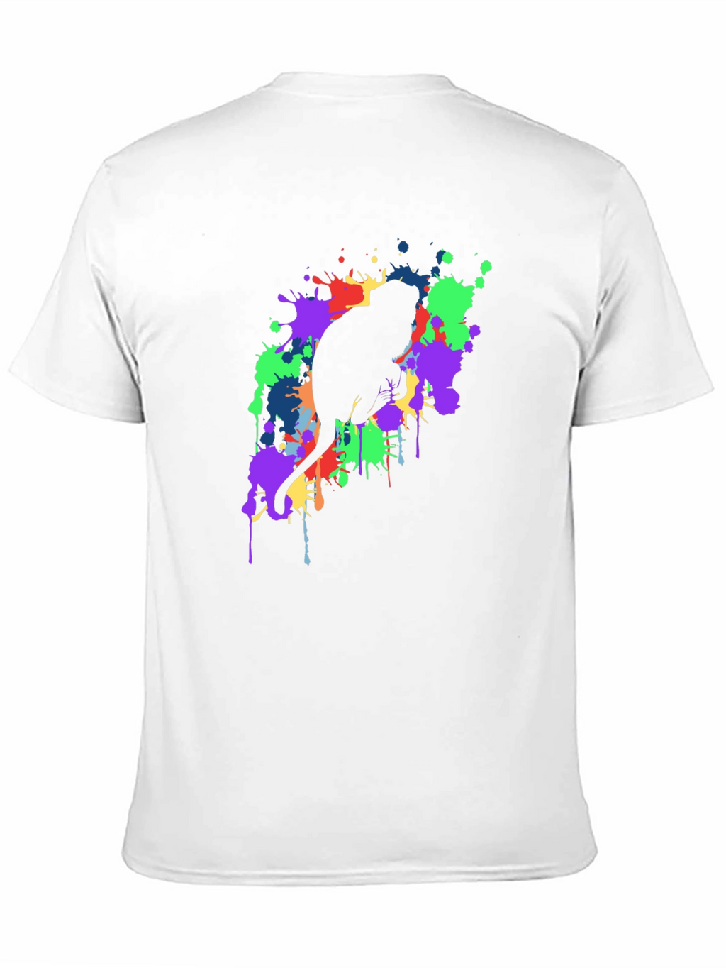 Cat Silhouette Paint Splatter Black T-Shirt