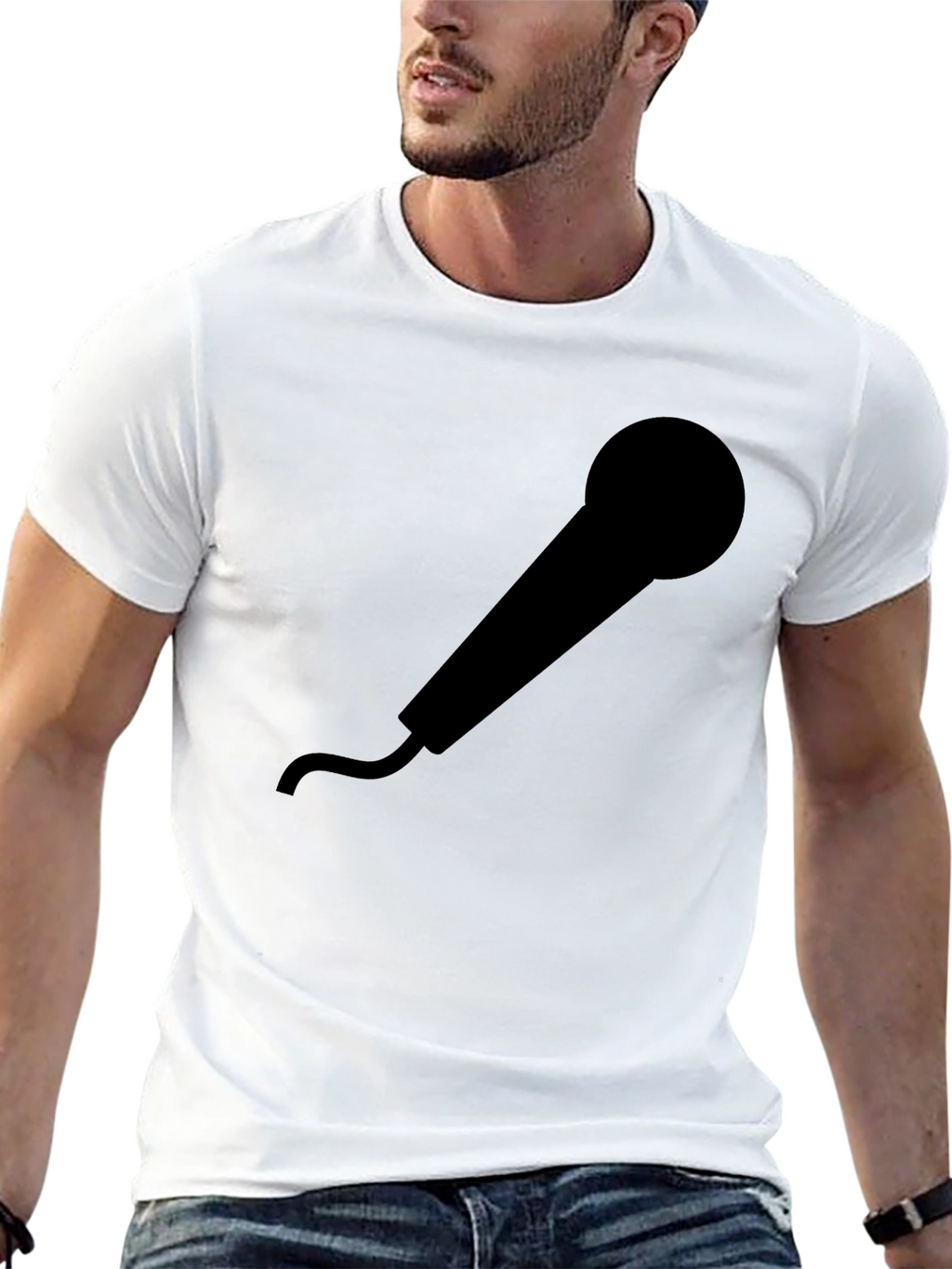 Black Microphone Graphic T-Shirt