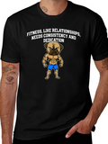 Fitness Pug Black T-Shirt - Consistency & Dedication