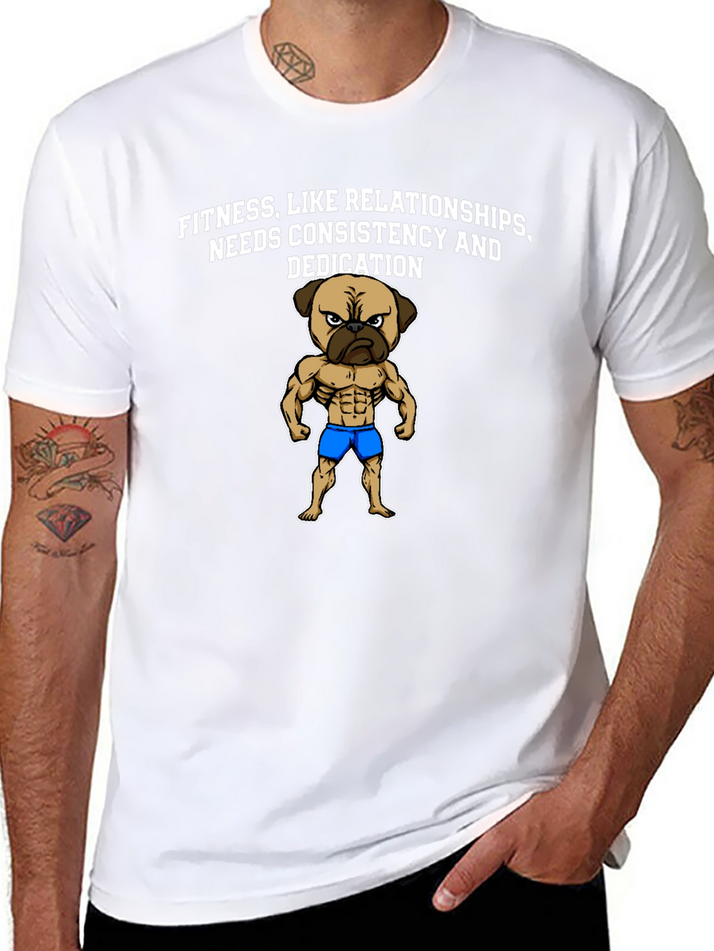 Fitness Pug Black T-Shirt - Consistency & Dedication