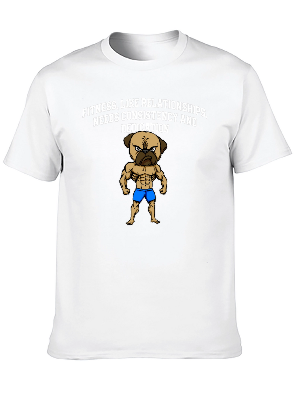 Fitness Pug Black T-Shirt - Consistency & Dedication