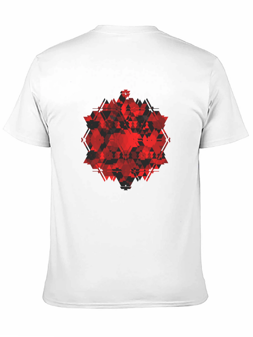 Geometric Red Triangle Graphic Black T-Shirt