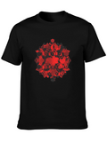Geometric Red Triangle Graphic Black T-Shirt
