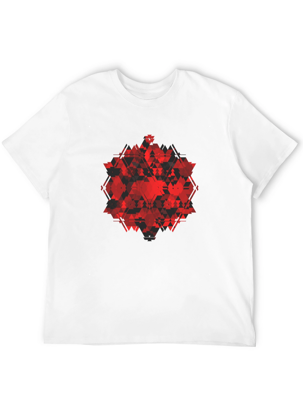 Geometric Red Triangle Graphic Black T-Shirt