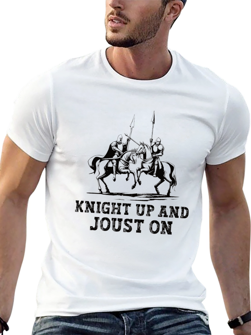 Knight Up and Joust On Black Graphic T-Shirt