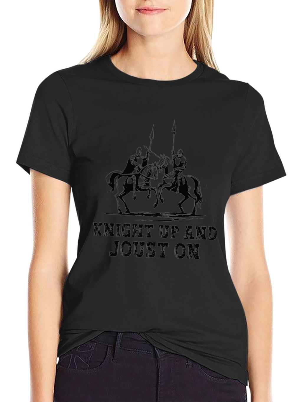 Knight Up and Joust On Black Graphic T-Shirt