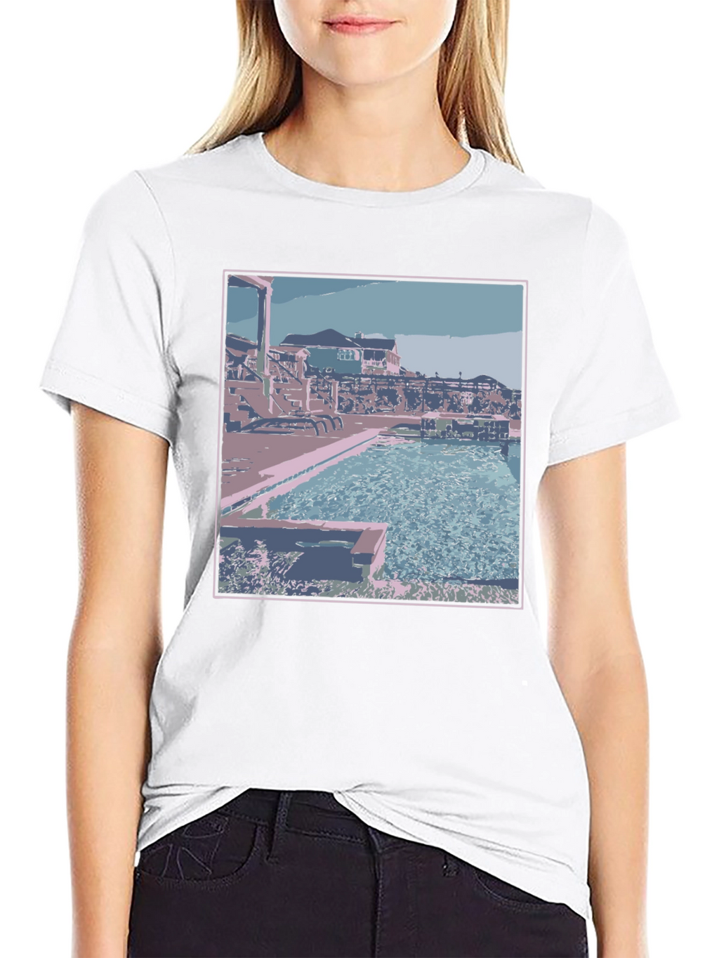 Poolside Paradise Graphic Tee - Black