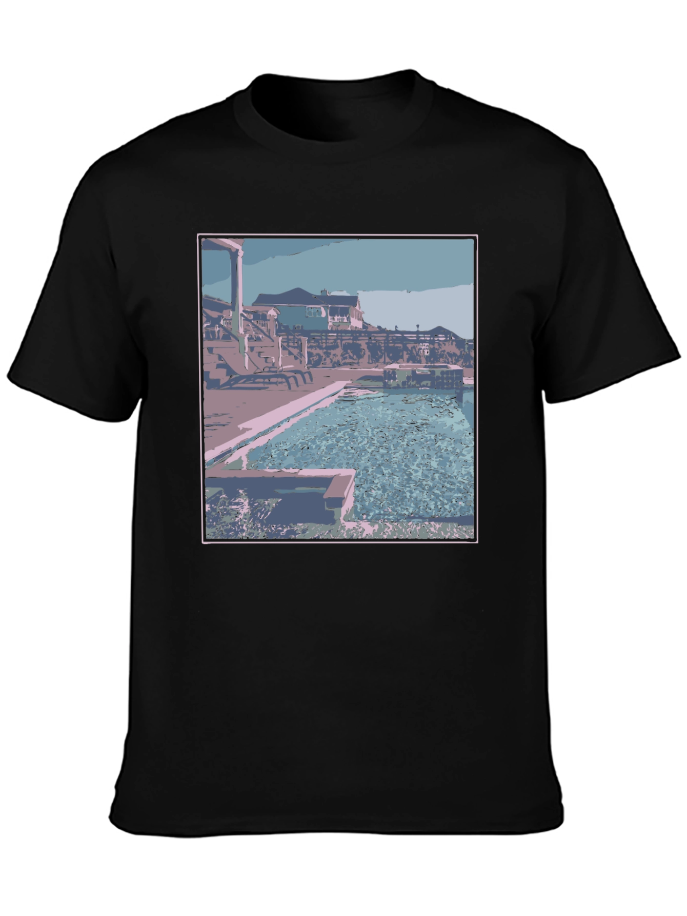 Poolside Paradise Graphic Tee - Black