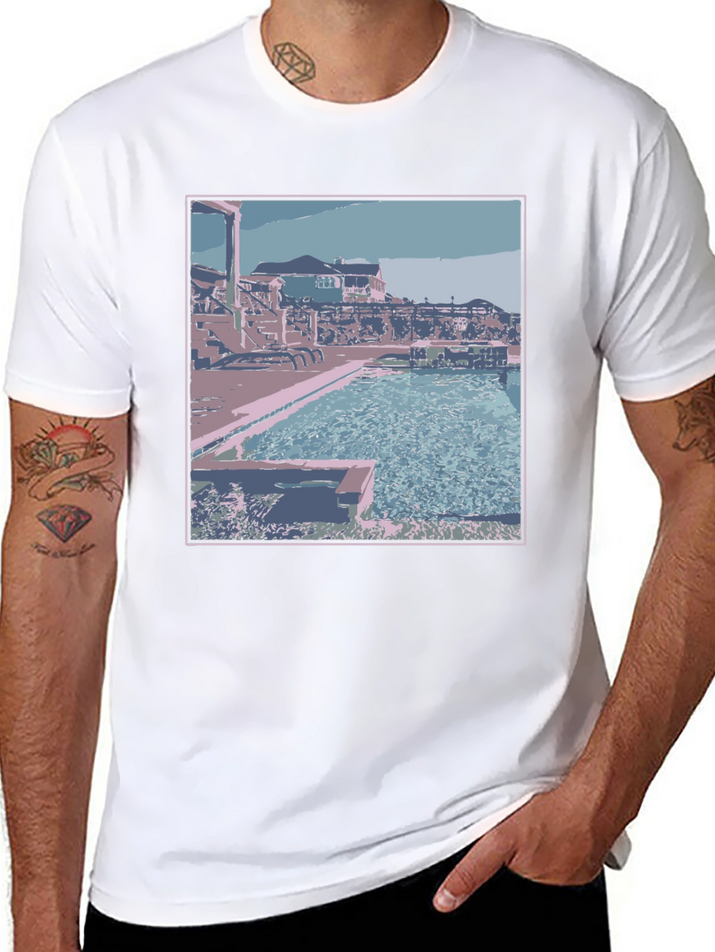 Poolside Paradise Graphic Tee - Black