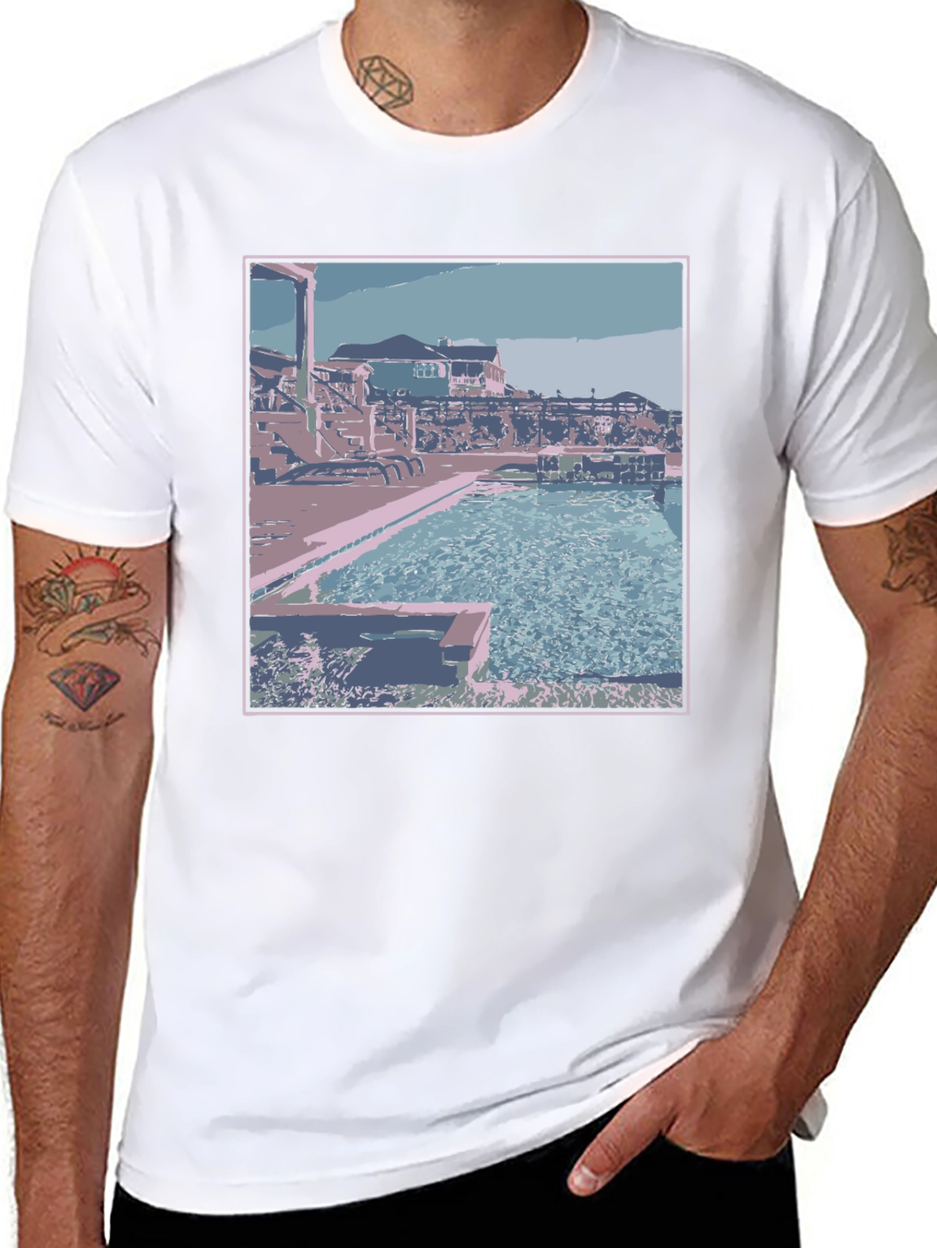 Poolside Paradise Graphic Tee - Black