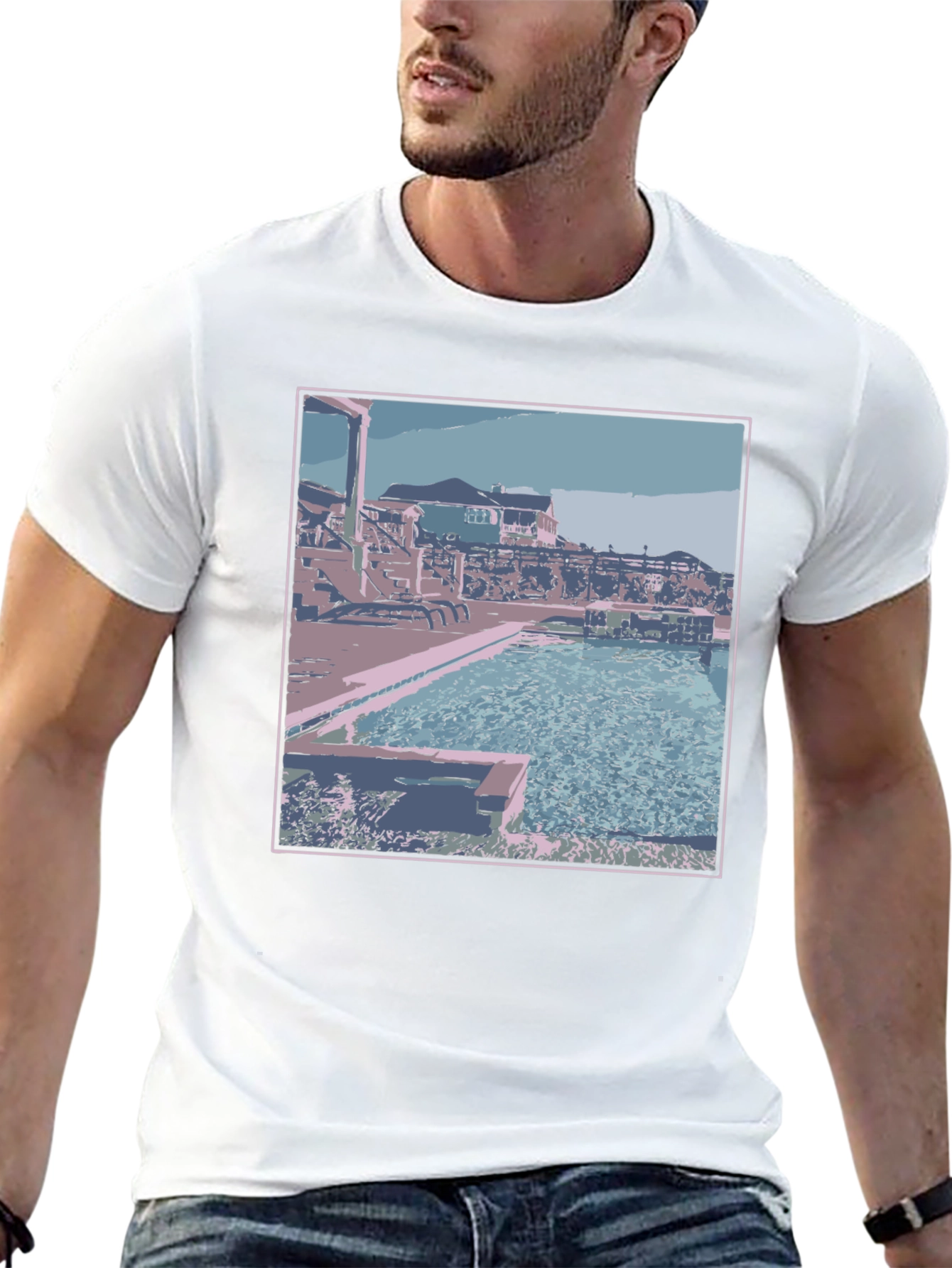Poolside Paradise Graphic Tee - Black