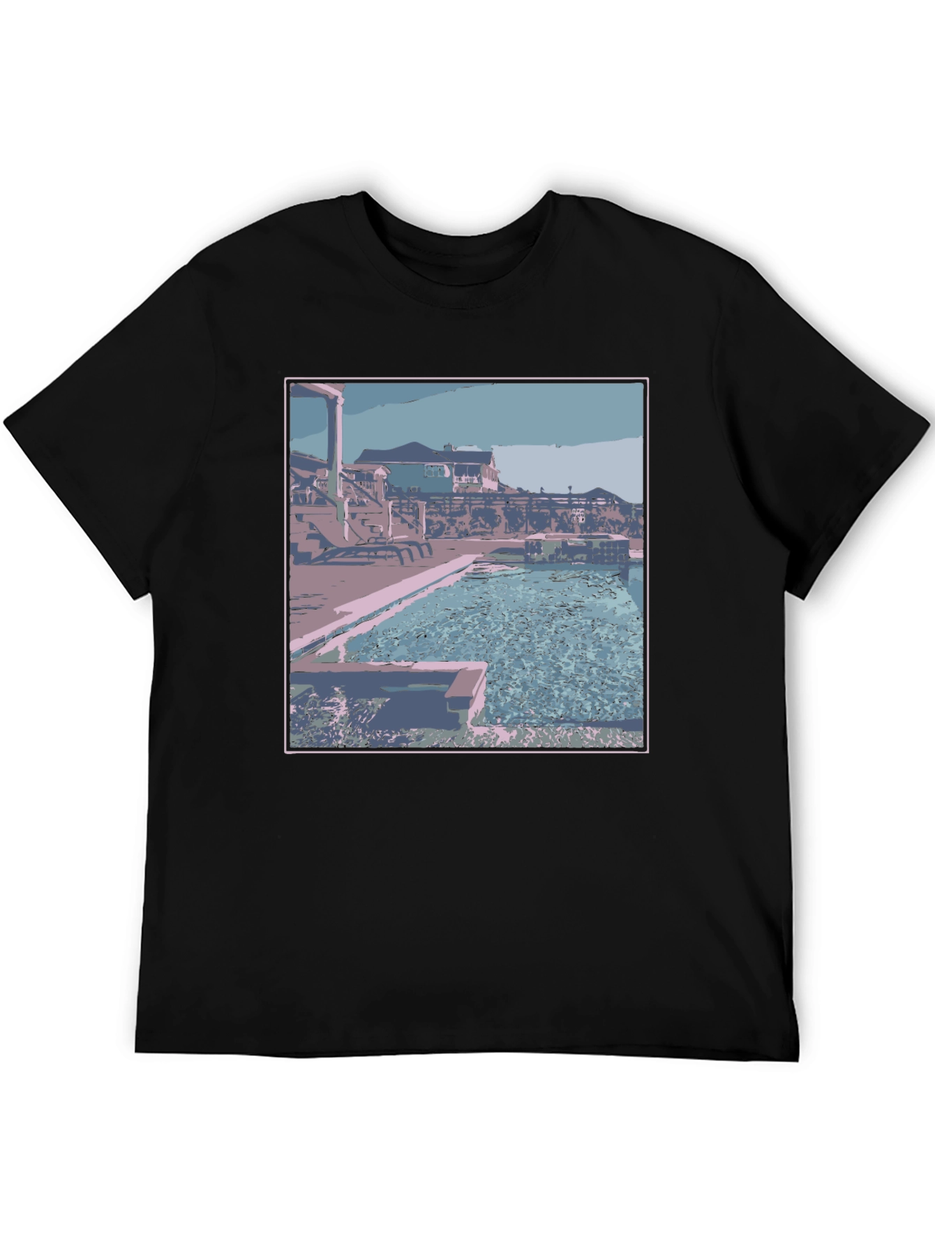 Poolside Paradise Graphic Tee - Black