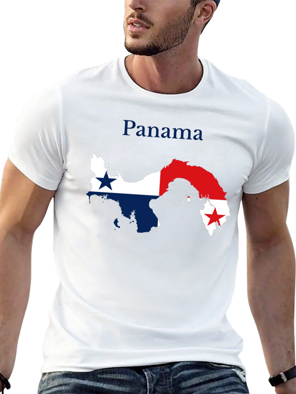 Panama Flag Map T-Shirt - Black Crew Neck Tee