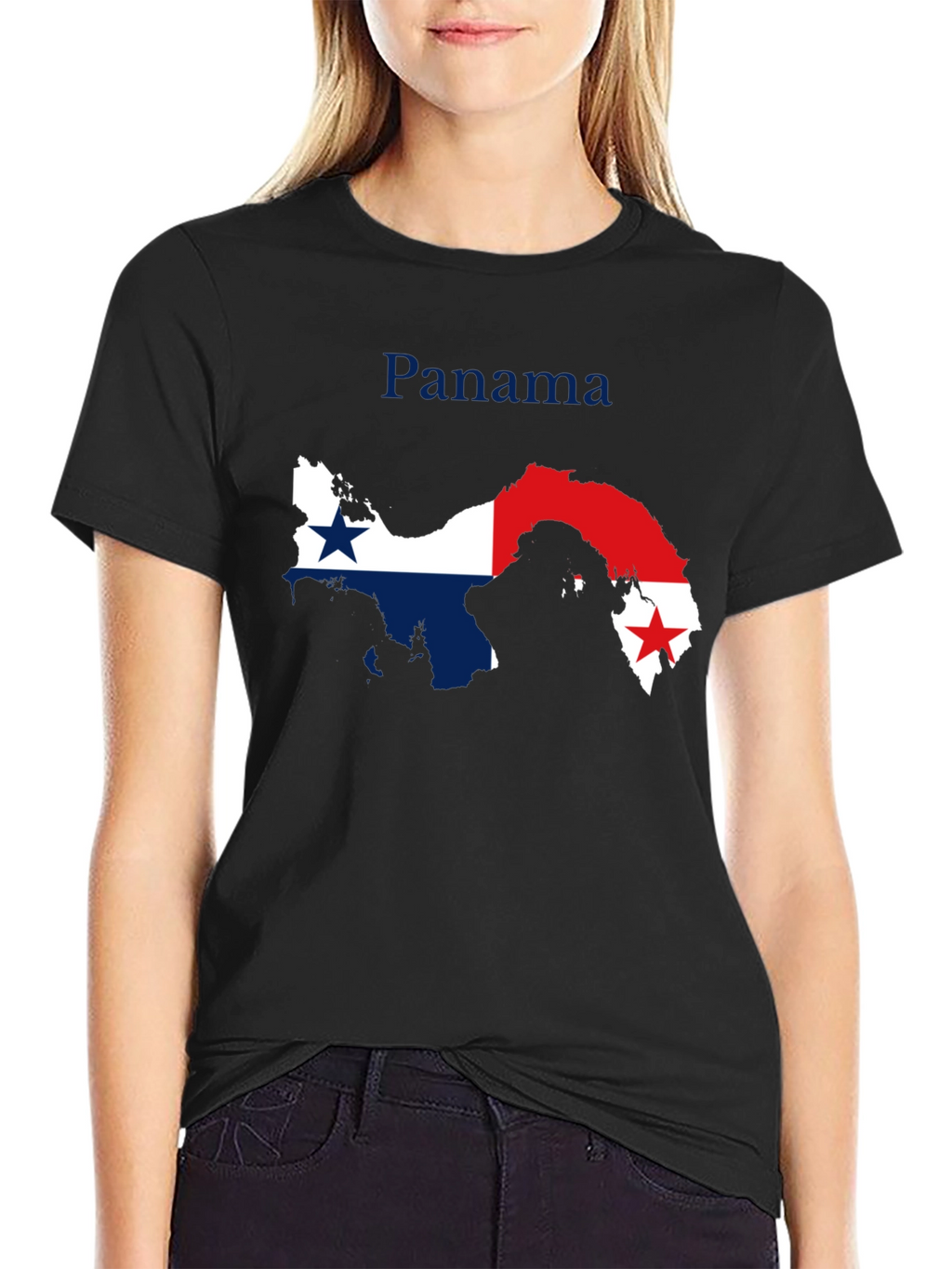 Panama Flag Map T-Shirt - Black Crew Neck Tee