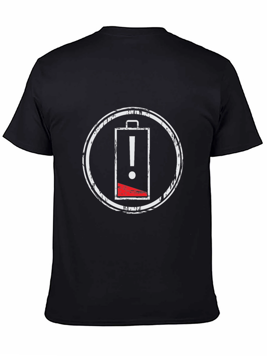 Low Battery Warning Black T-Shirt - Distressed Graphic Tee