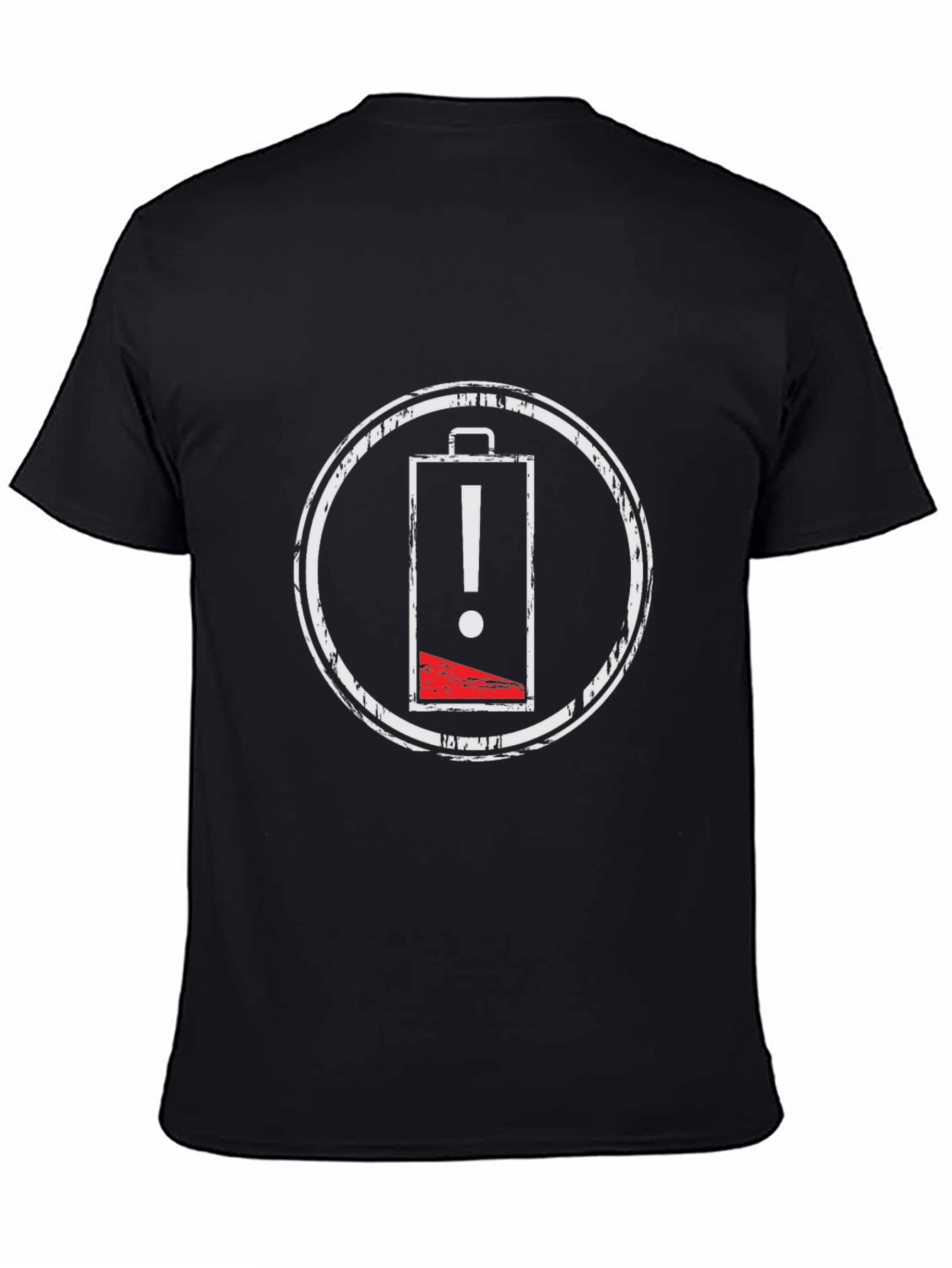 Low Battery Warning Black T-Shirt - Distressed Graphic Tee