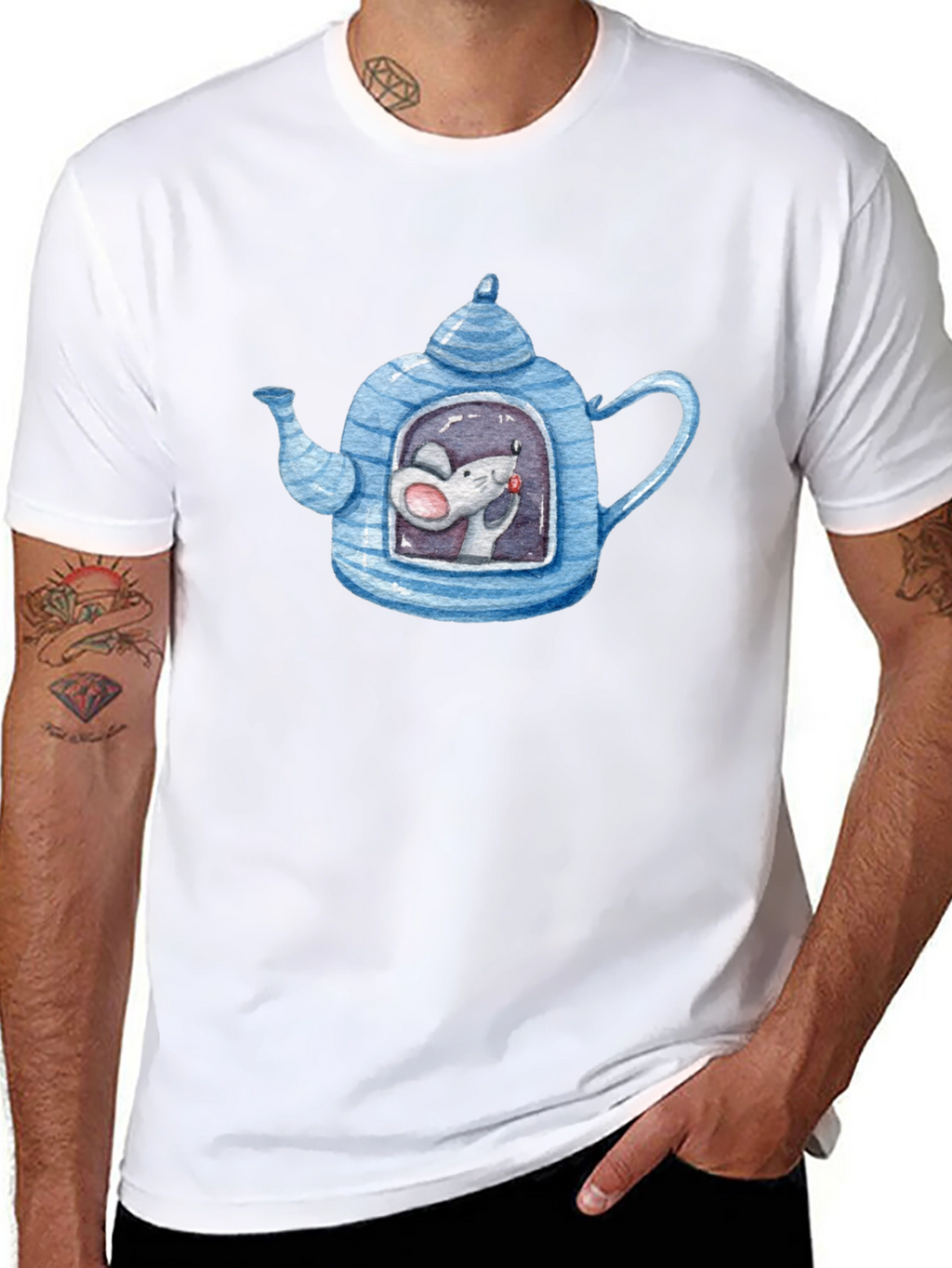 Quirky Mouse in Teapot Graphic Tee