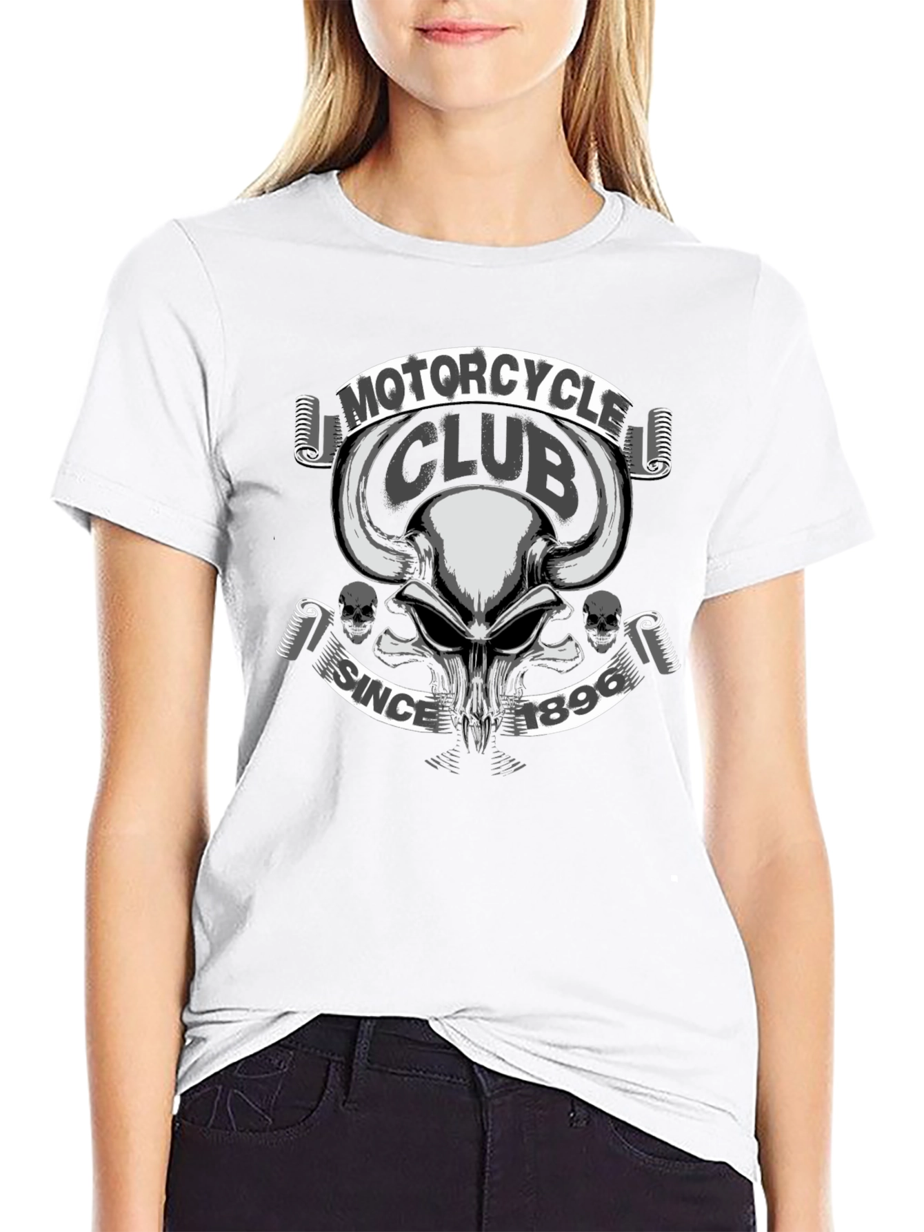 Motorcycle Club Skull Graphic T-Shirt