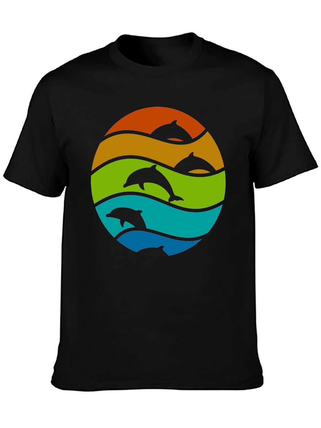 Dolphin Sunset Graphic Tee - Black