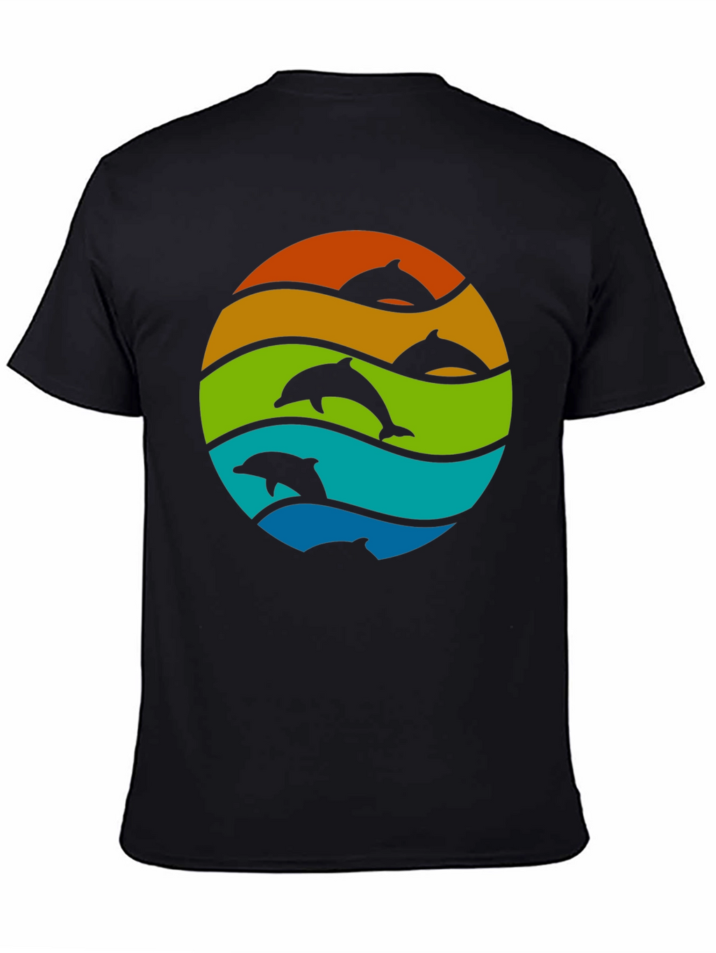 Dolphin Sunset Graphic Tee - Black