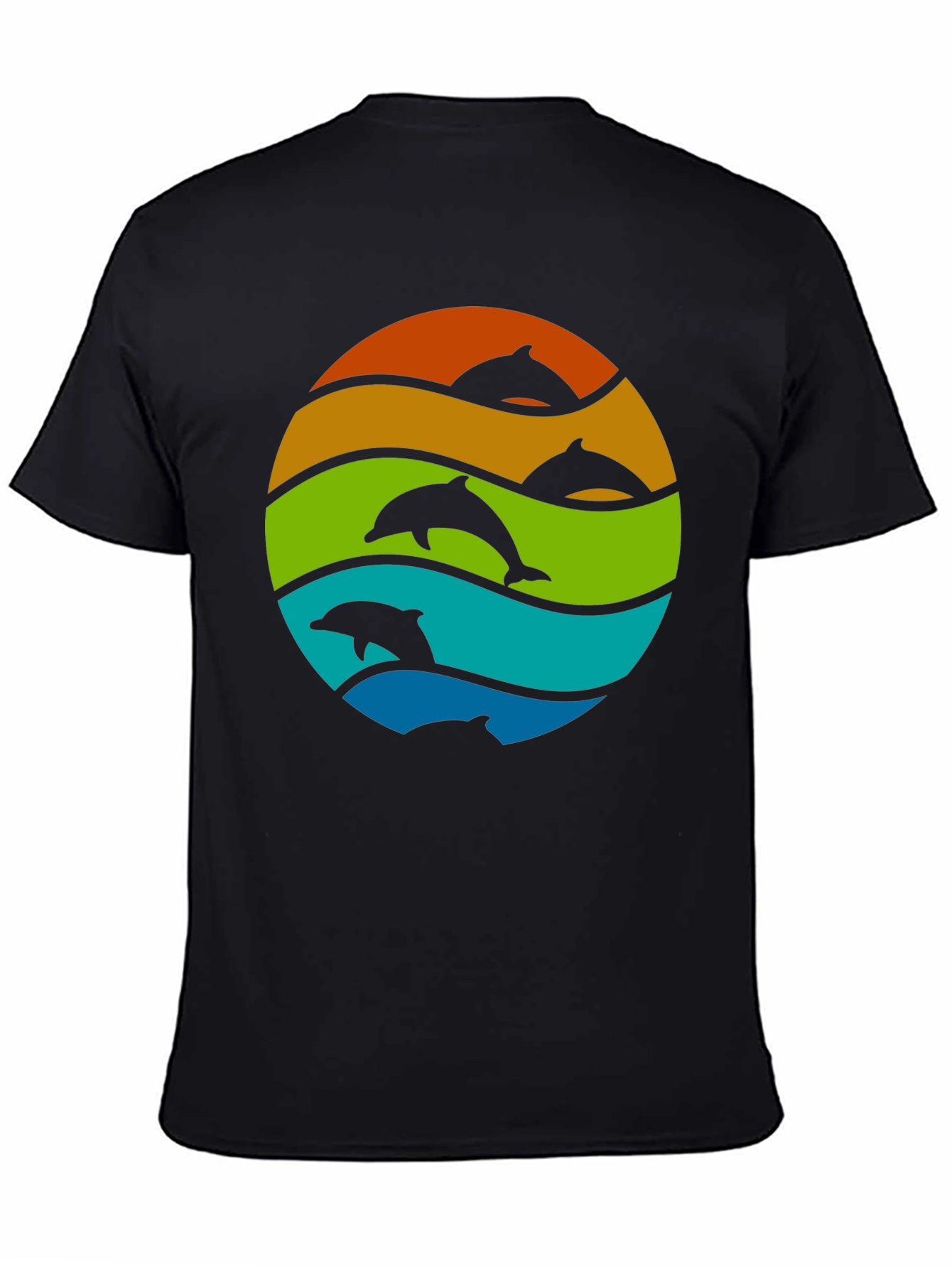 Dolphin Sunset Graphic Tee - Black