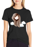 Whimsical Girl with Clouds Graphic Tee