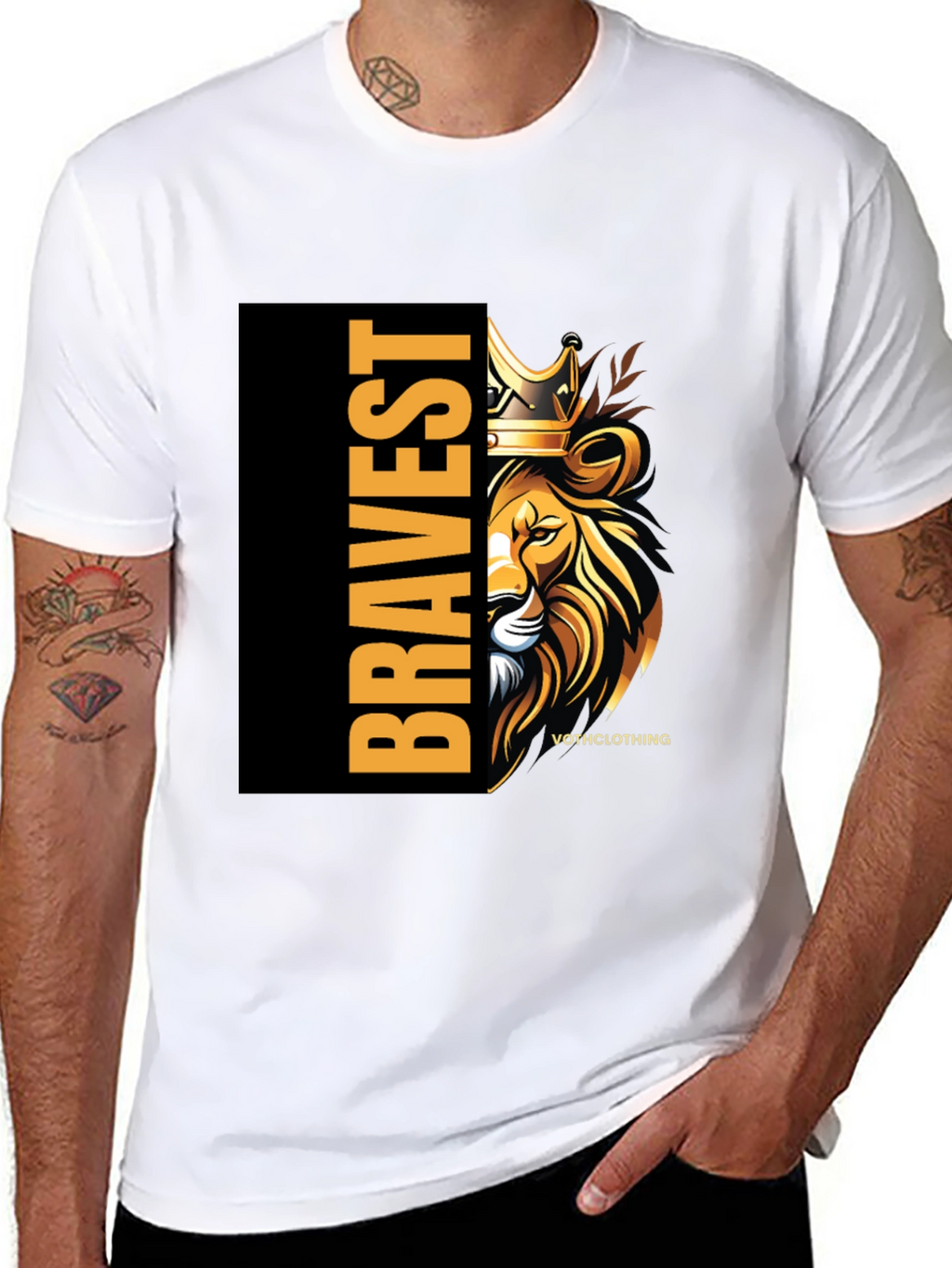 Bravest Lion Graphic Print Black T-Shirt