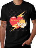 Be Mine Cupid Dog Valentines Day Black T-Shirt
