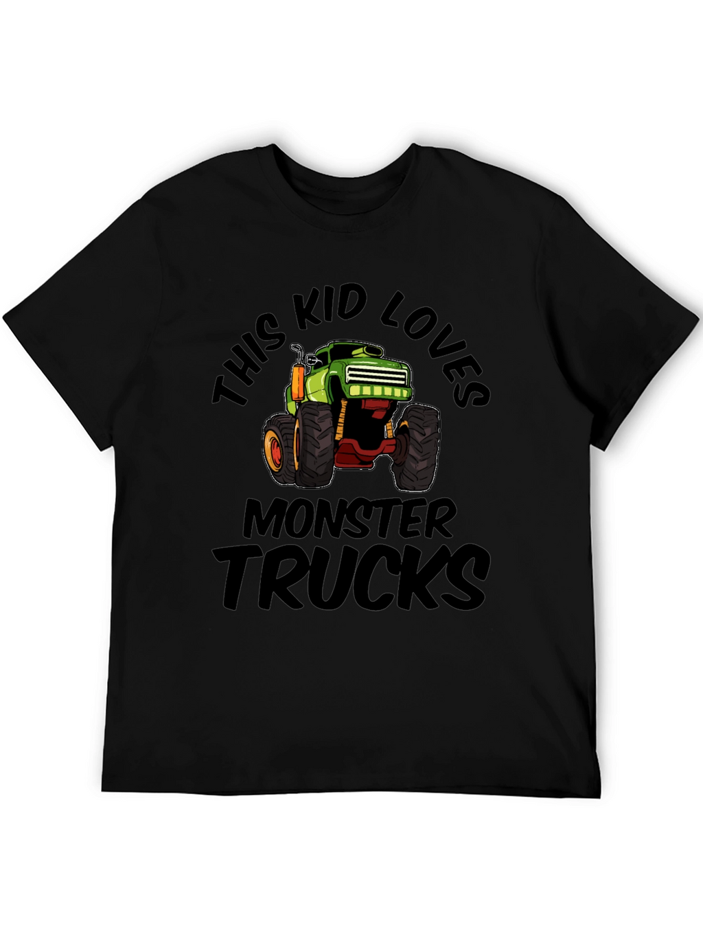 Monster Truck Kids Black Cotton T-Shirt