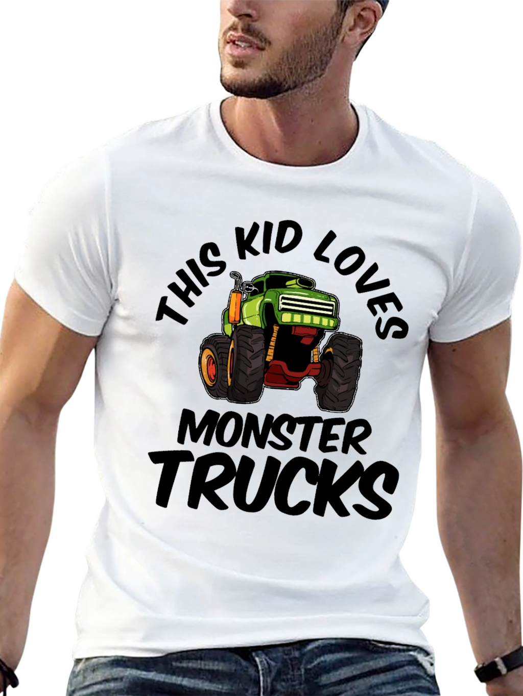 Monster Truck Kids Black Cotton T-Shirt