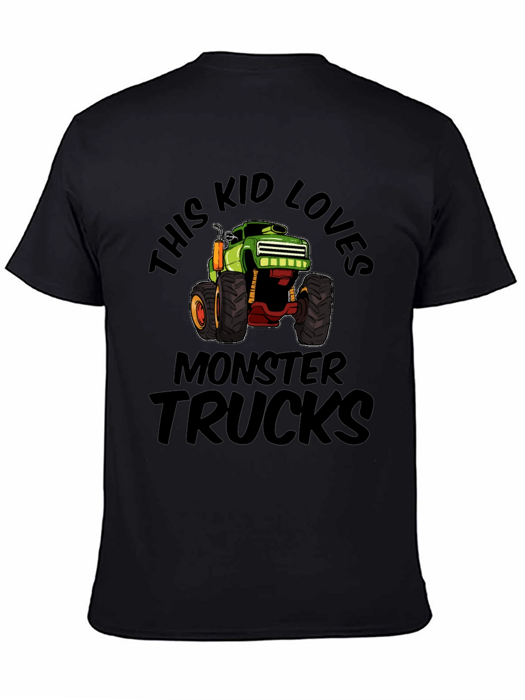 Monster Truck Kids Black Cotton T-Shirt