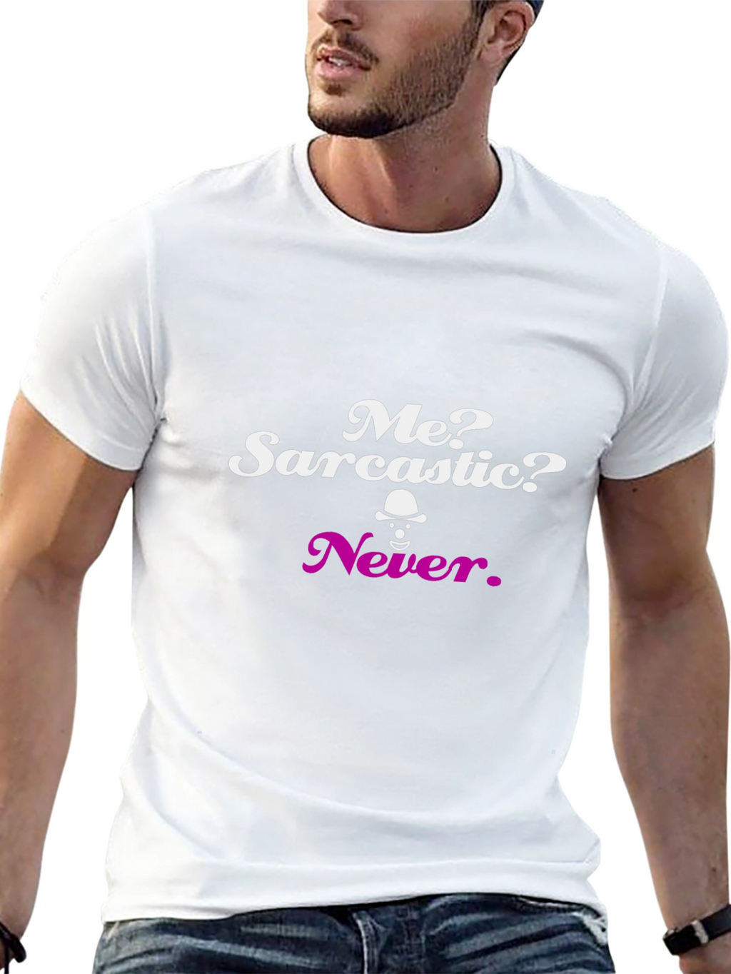 Sarcastic Never Graphic Tee - Black Crew Neck T-Shirt