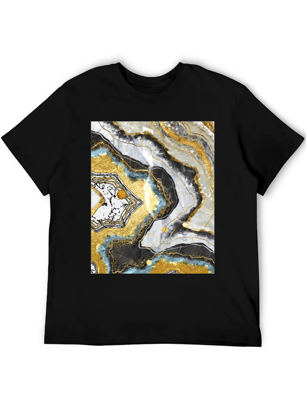 Abstract Geode Print Black T-Shirt