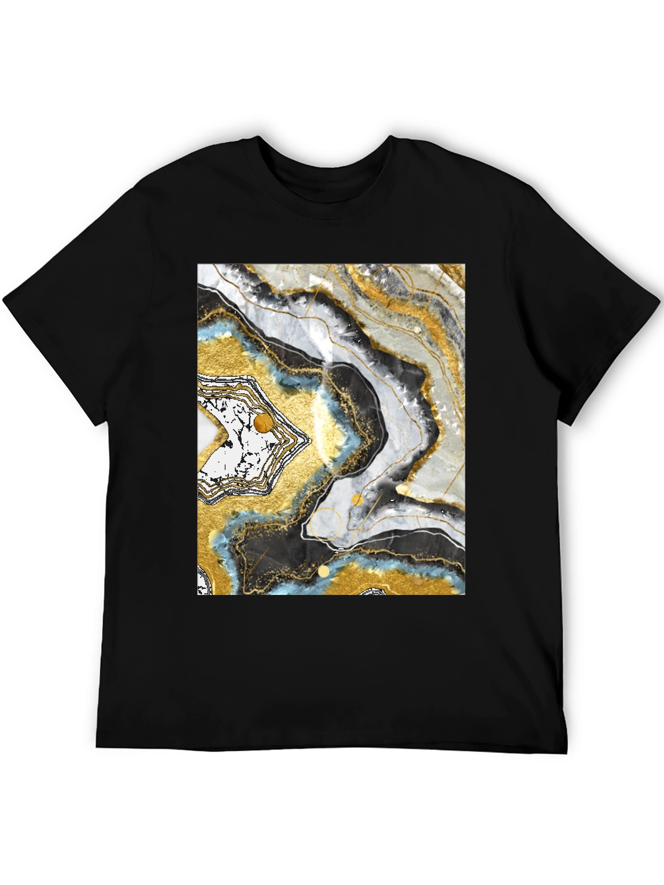 Abstract Geode Print Black T-Shirt