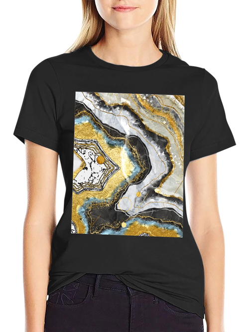 Abstract Geode Print Black T-Shirt