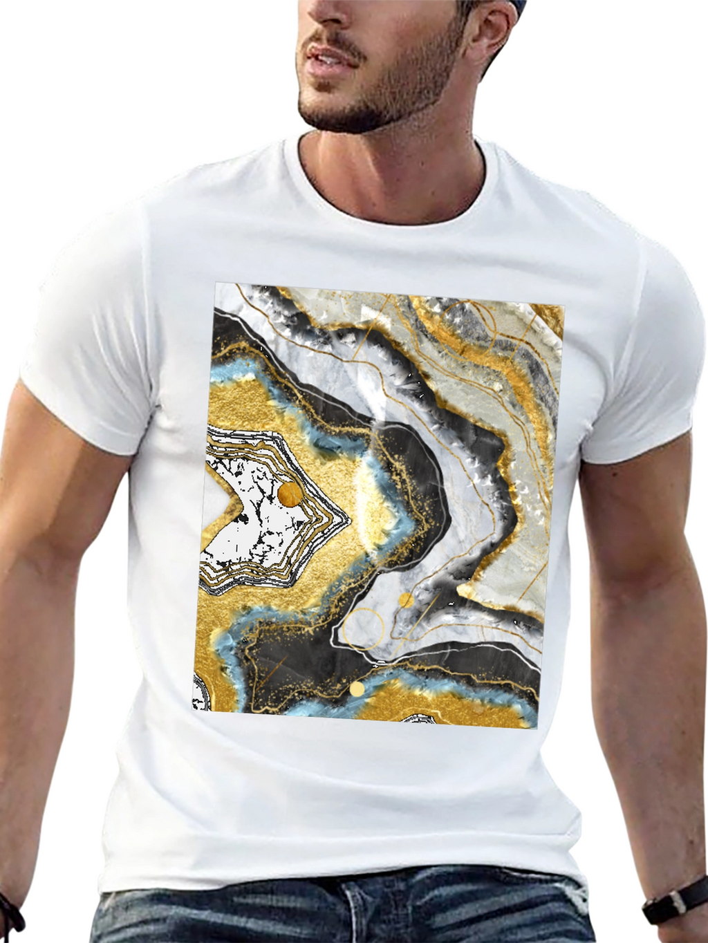 Abstract Geode Print Black T-Shirt