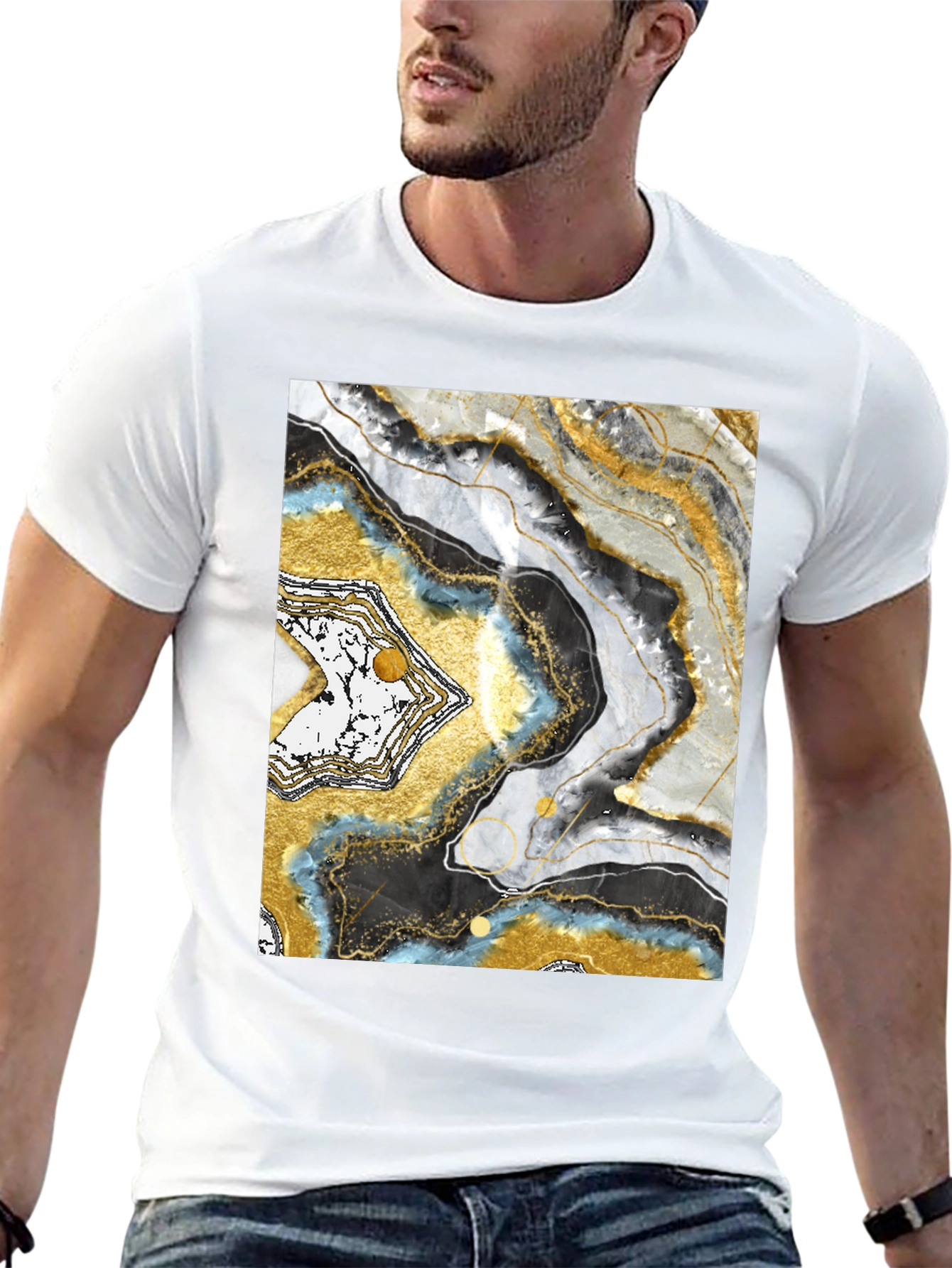 Abstract Geode Print Black T-Shirt