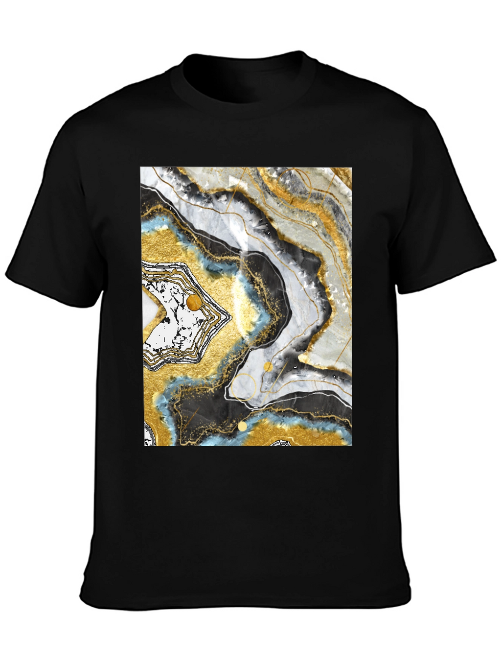Abstract Geode Print Black T-Shirt
