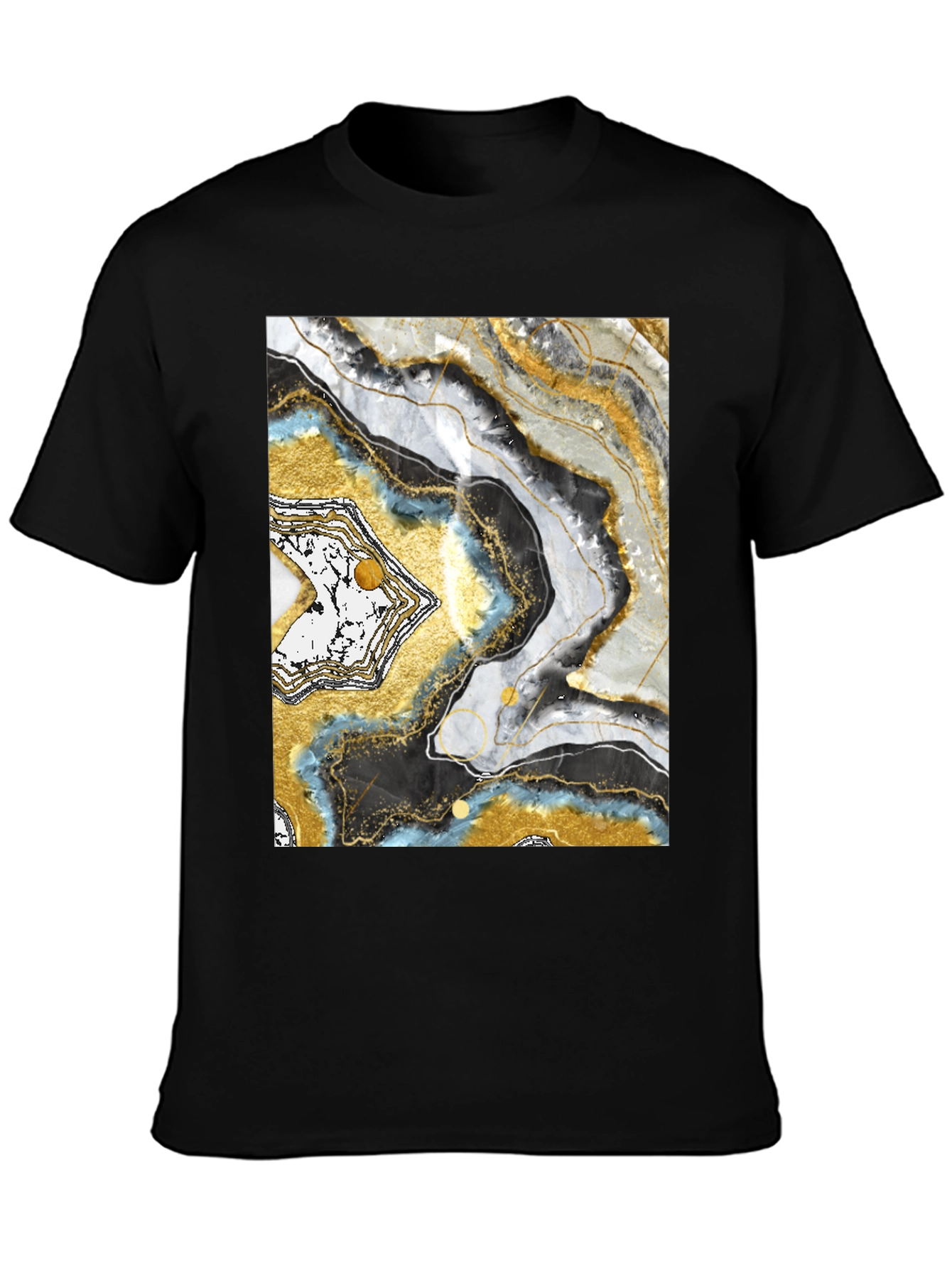 Abstract Geode Print Black T-Shirt