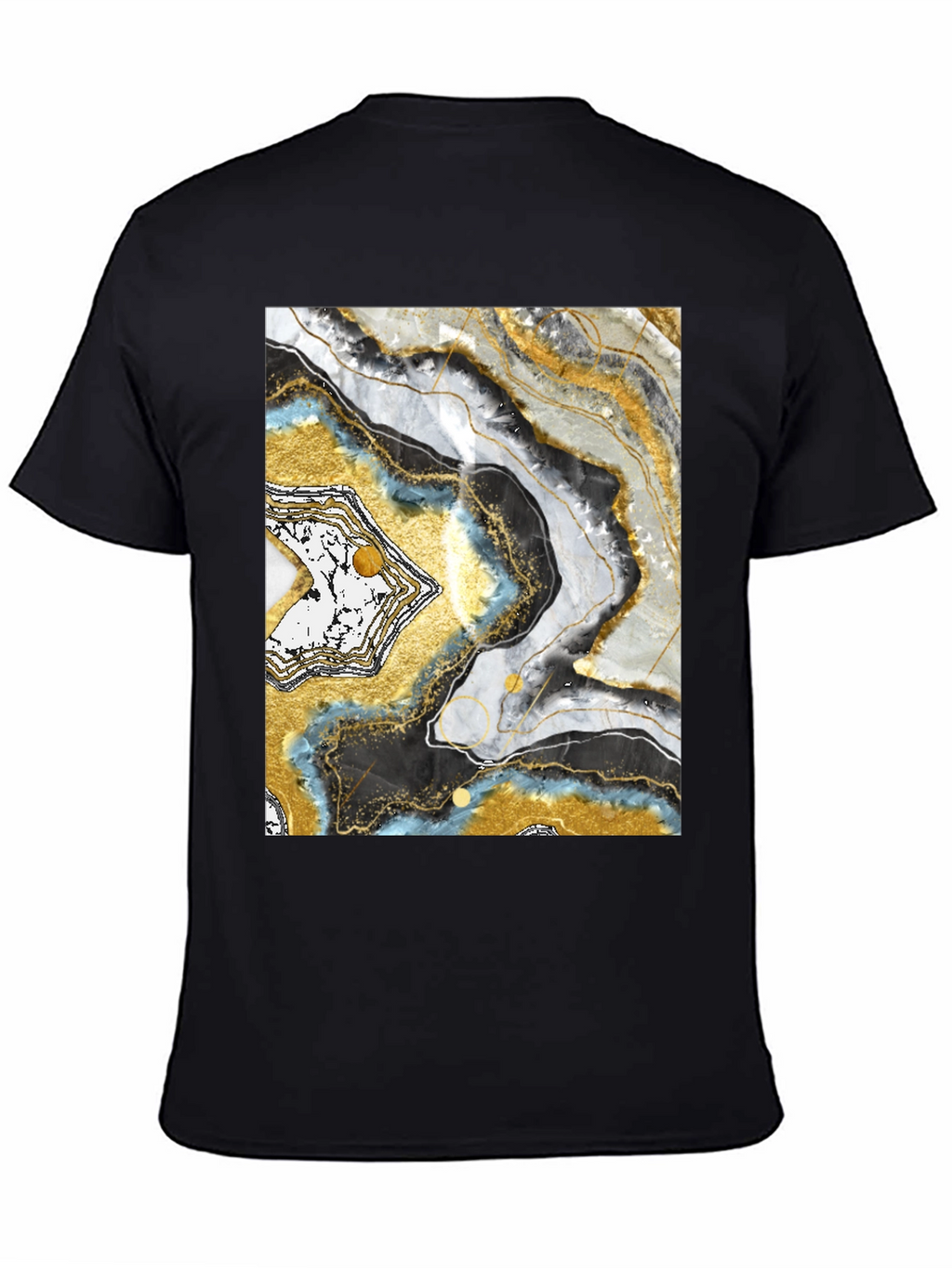 Abstract Geode Print Black T-Shirt