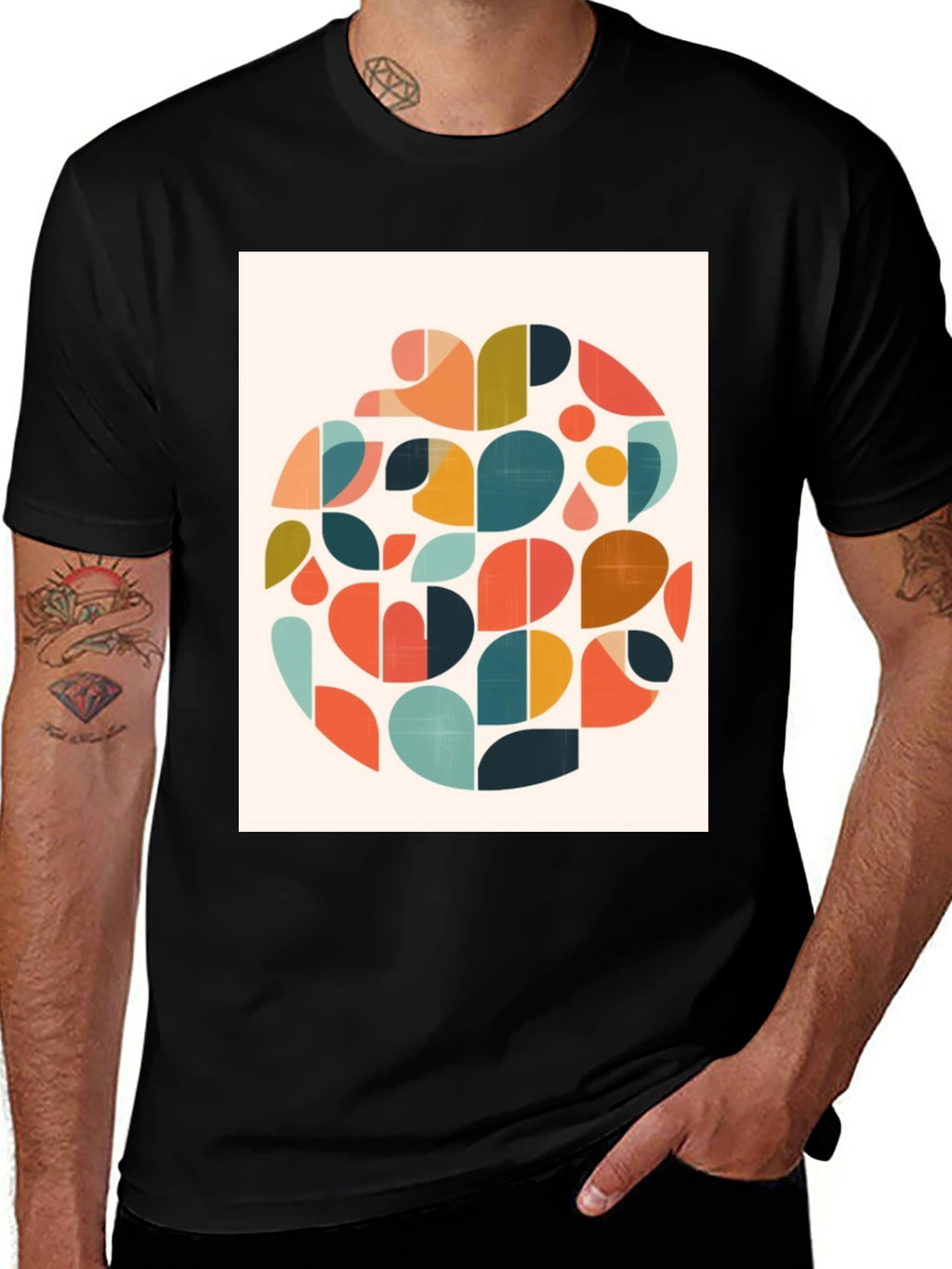 Abstract Geometric T-Shirt - Retro Style