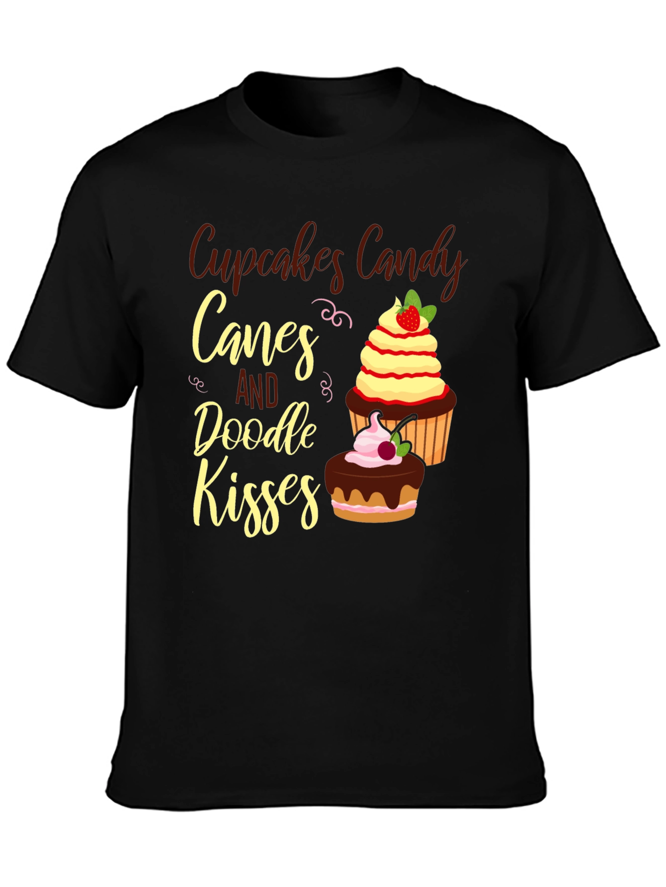 Cupcakes Candy Canes Doodle Kisses Graphic Tee